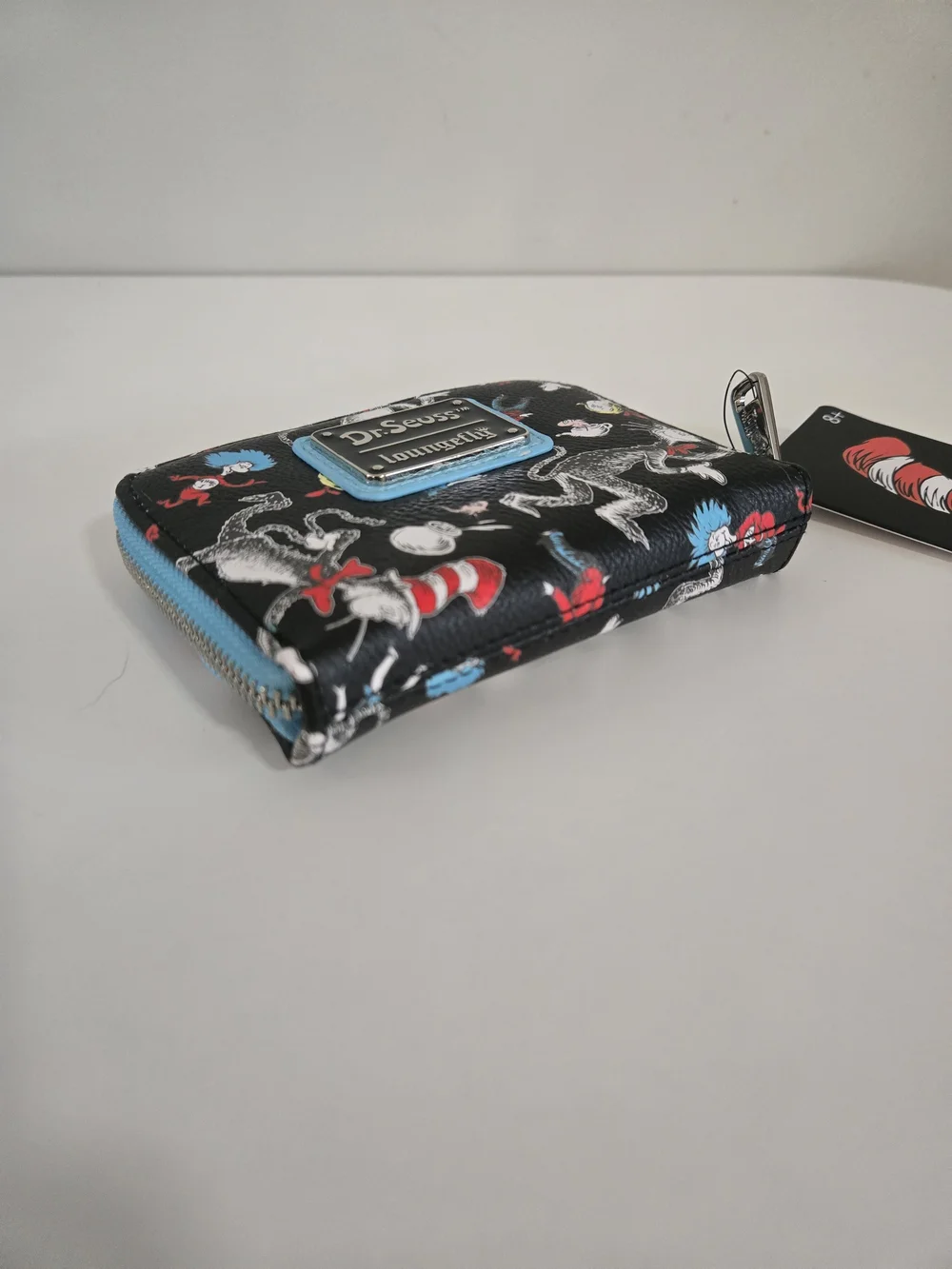 Loungefly x Dr. Seuss Black Character Print Zip Wallet - Blue Trim